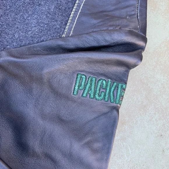 $595 Tommy Bahama Green Bay Packers Island Wool + Leather Premium Varsity Jacket